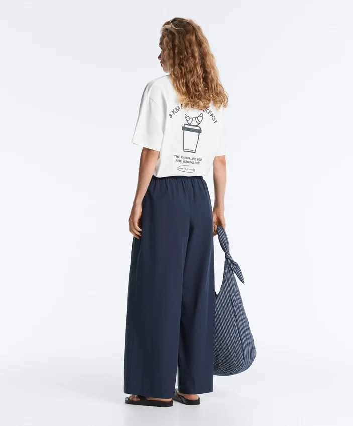 Wide-Leg 100% Cotton Poplin Trousers Wide-Leg 100% Cotton Poplin Trousers