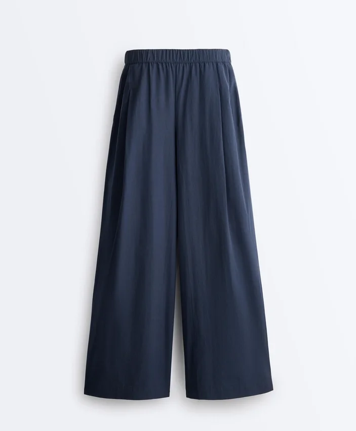 Wide-Leg 100% Cotton Poplin Trousers Wide-Leg 100% Cotton Poplin Trousers