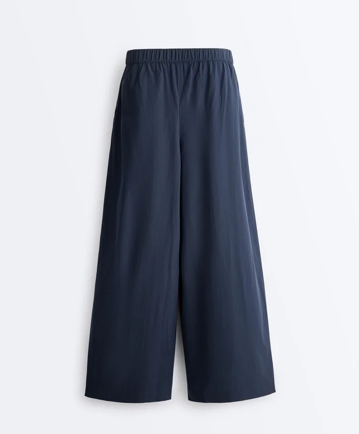Wide-Leg 100% Cotton Poplin Trousers Wide-Leg 100% Cotton Poplin Trousers