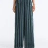 Wide-Leg Cotton Blend Striped Trousers Wide-Leg Cotton Blend Striped Trousers