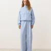 Wide-Leg Cotton Blend Striped Trousers Wide-Leg Cotton Blend Striped Trousers