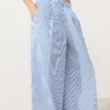 Wide-Leg Cotton Blend Striped Trousers Wide-Leg Cotton Blend Striped Trousers