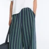 Wide-Leg Cotton Blend Striped Trousers Wide-Leg Cotton Blend Striped Trousers