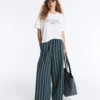 Wide-Leg Cotton Blend Striped Trousers Wide-Leg Cotton Blend Striped Trousers