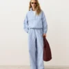 Wide-Leg Cotton Blend Striped Trousers Wide-Leg Cotton Blend Striped Trousers