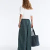 Wide-Leg Cotton Blend Striped Trousers Wide-Leg Cotton Blend Striped Trousers