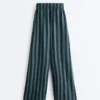 Wide-Leg Cotton Blend Striped Trousers Wide-Leg Cotton Blend Striped Trousers