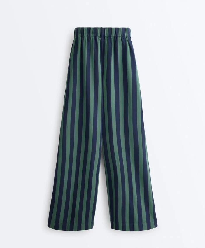 Wide-Leg Cotton Blend Striped Trousers Wide-Leg Cotton Blend Striped Trousers