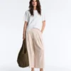 Wide-Leg Crop Trousers with Pleats and Stripes Wide-Leg Crop Trousers with Pleats and Stripes