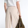Wide-Leg Crop Trousers with Pleats and Stripes Wide-Leg Crop Trousers with Pleats and Stripes