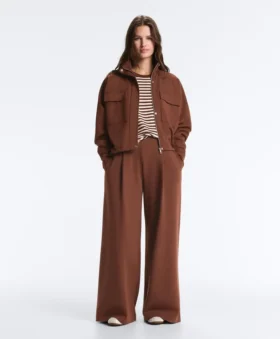 Wide-Leg High-Rise Cotton Piqué Trousers