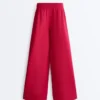 Wide-Leg Piqué Pleat Trousers with Cotton Wide-Leg Piqué Pleat Trousers with Cotton