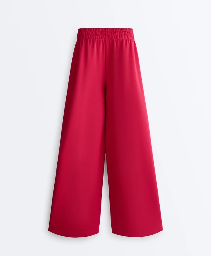 Wide-Leg Piqué Pleat Trousers with Cotton Wide-Leg Piqué Pleat Trousers with Cotton