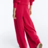 Wide-Leg Piqué Pleat Trousers with Cotton Wide-Leg Piqué Pleat Trousers with Cotton