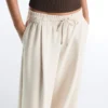 Wide-Leg Piqué Pleat Trousers with Cotton Wide-Leg Piqué Pleat Trousers with Cotton