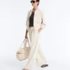 Wide-Leg Piqué Pleat Trousers with Cotton Wide-Leg Piqué Pleat Trousers with Cotton