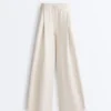 Wide-Leg Piqué Pleat Trousers with Cotton Wide-Leg Piqué Pleat Trousers with Cotton
