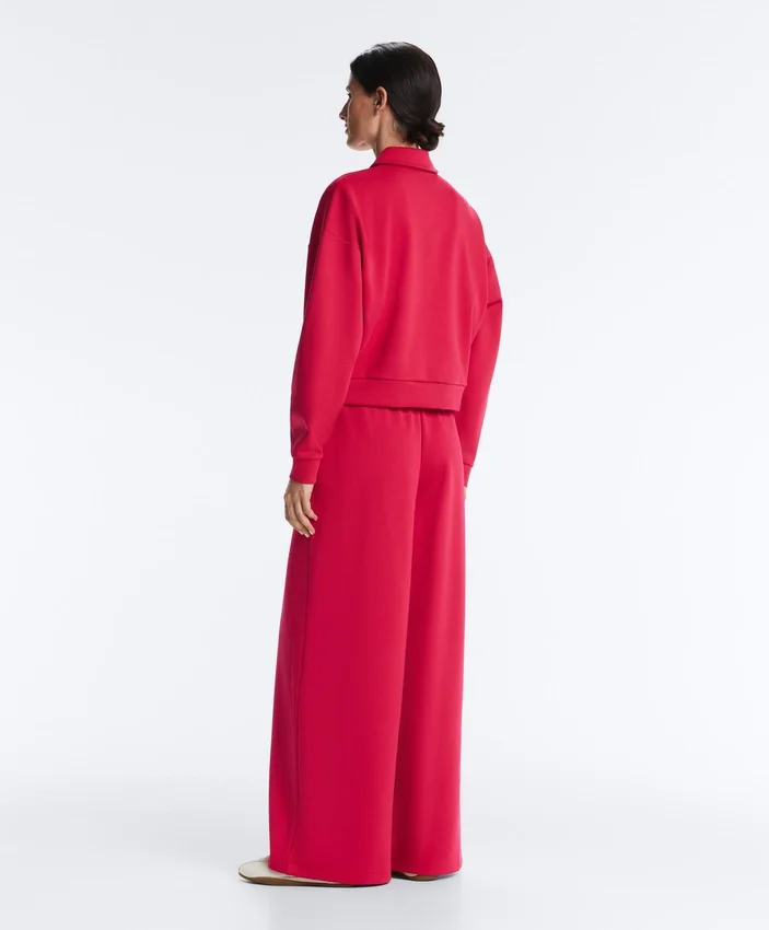 Wide-Leg Piqué Pleat Trousers with Cotton Wide-Leg Piqué Pleat Trousers with Cotton