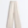 Wide-Leg Piqué Pleat Trousers with Cotton Wide-Leg Piqué Pleat Trousers with Cotton