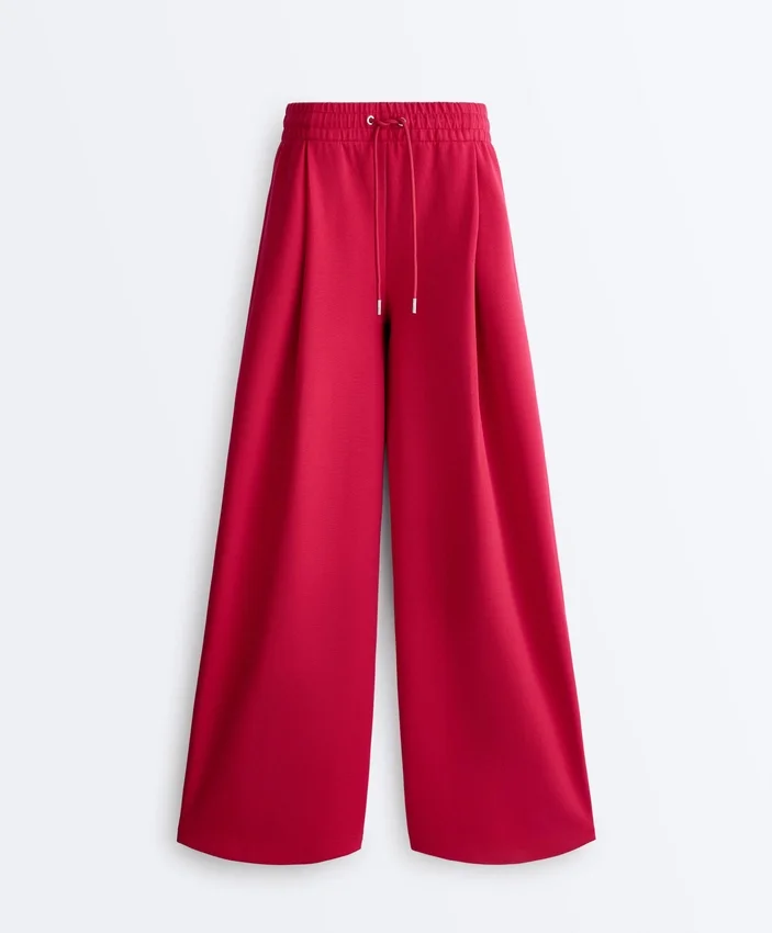 Wide-Leg Piqué Pleat Trousers with Cotton Wide-Leg Piqué Pleat Trousers with Cotton