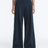 Wide-Leg Pique Trousers with Cotton Wide-Leg Pique Trousers with Cotton