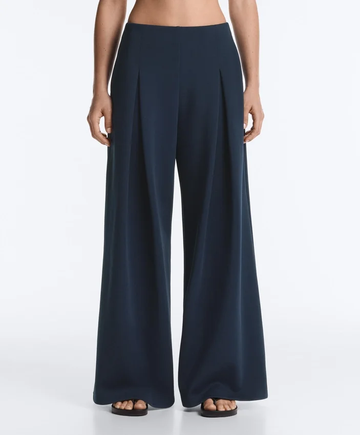 Wide-Leg Pique Trousers with Cotton Wide-Leg Pique Trousers with Cotton