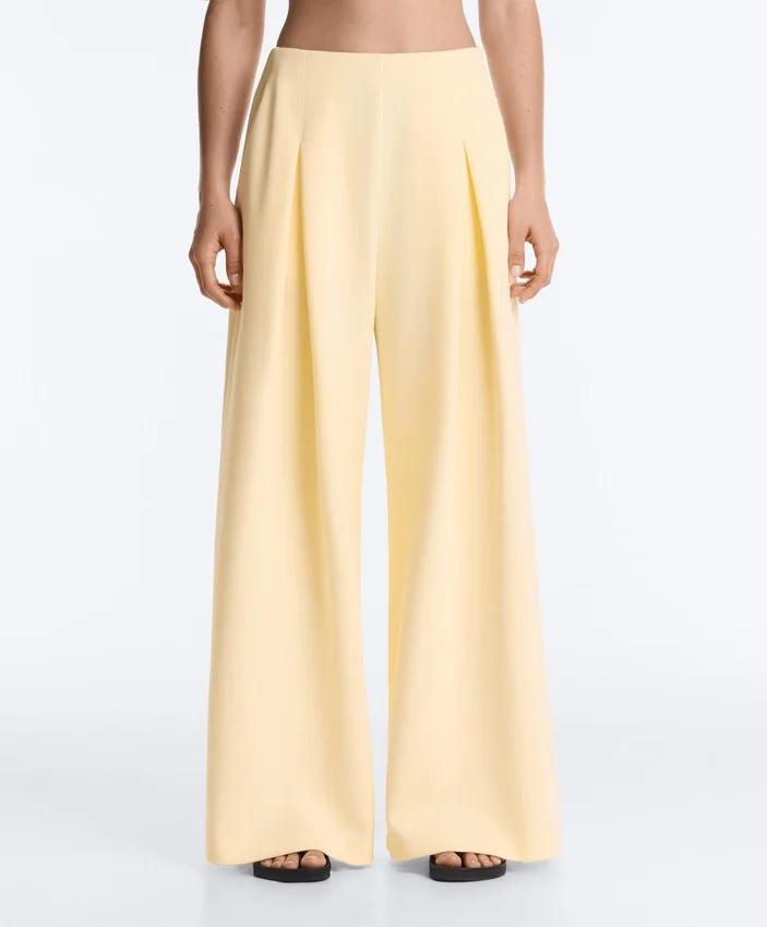 Wide-Leg Pique Trousers with Cotton Wide-Leg Pique Trousers with Cotton