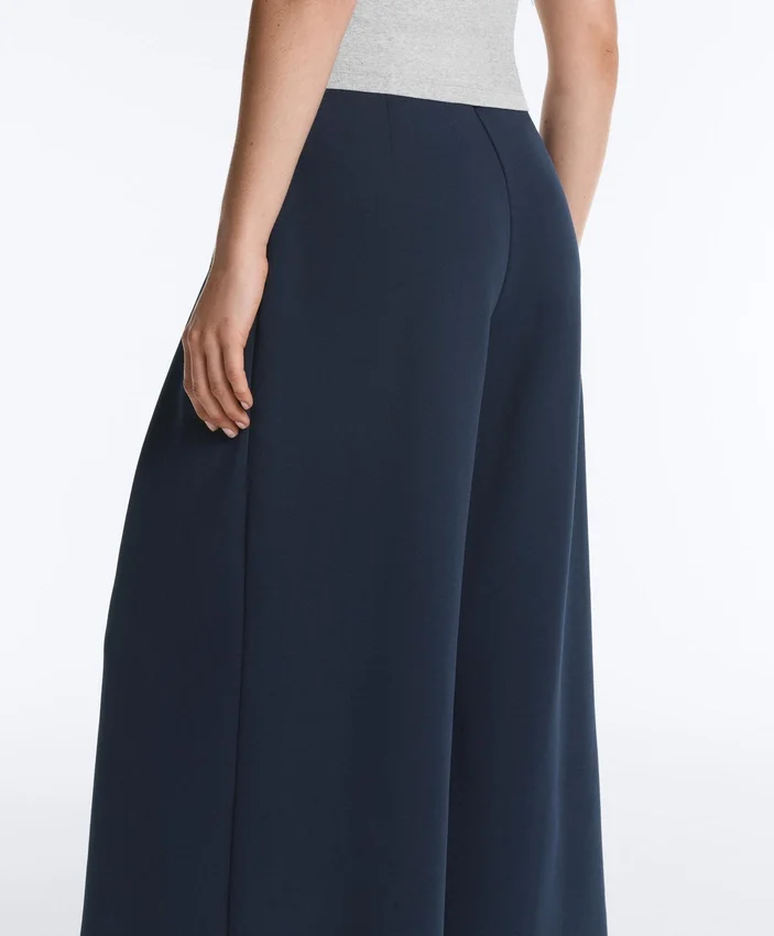 Wide-Leg Pique Trousers with Cotton Wide-Leg Pique Trousers with Cotton