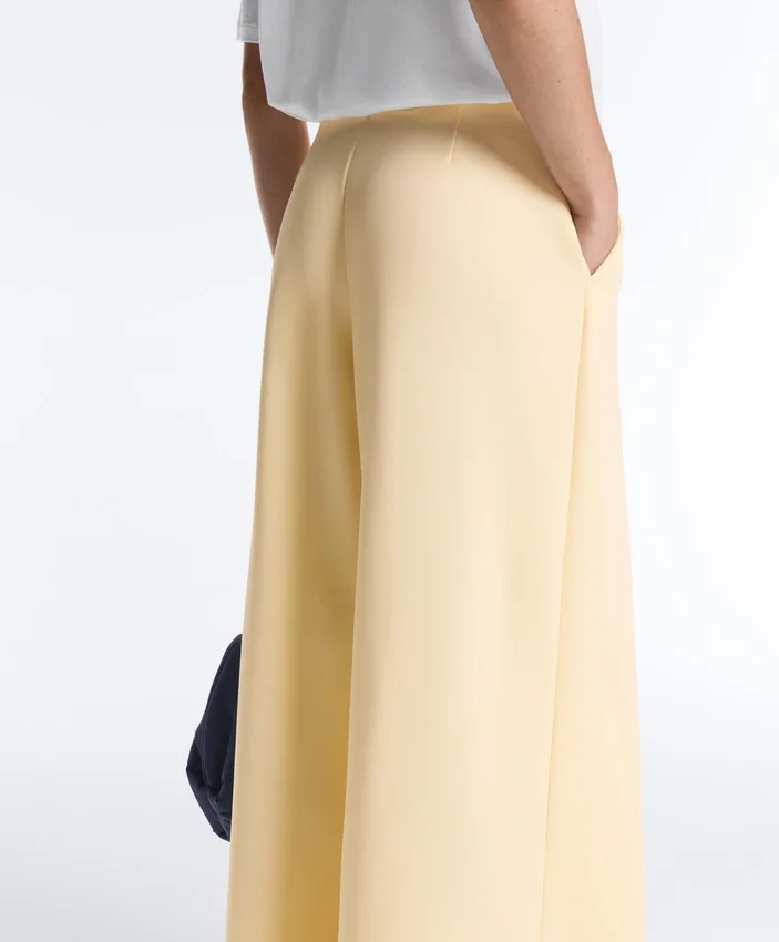 Wide-Leg Pique Trousers with Cotton Wide-Leg Pique Trousers with Cotton