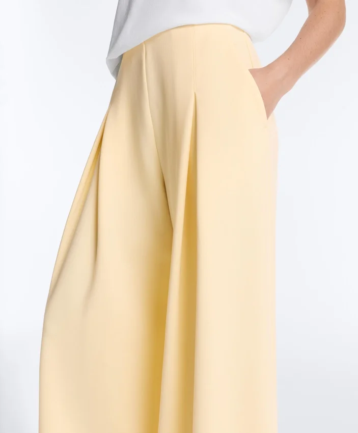 Wide-Leg Pique Trousers with Cotton Wide-Leg Pique Trousers with Cotton
