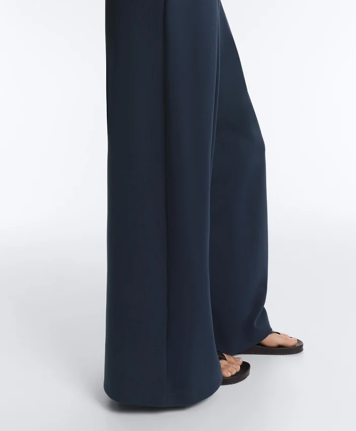 Wide-Leg Pique Trousers with Cotton Wide-Leg Pique Trousers with Cotton