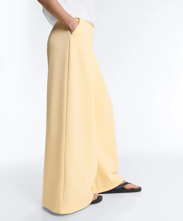Wide-Leg Pique Trousers with Cotton Wide-Leg Pique Trousers with Cotton
