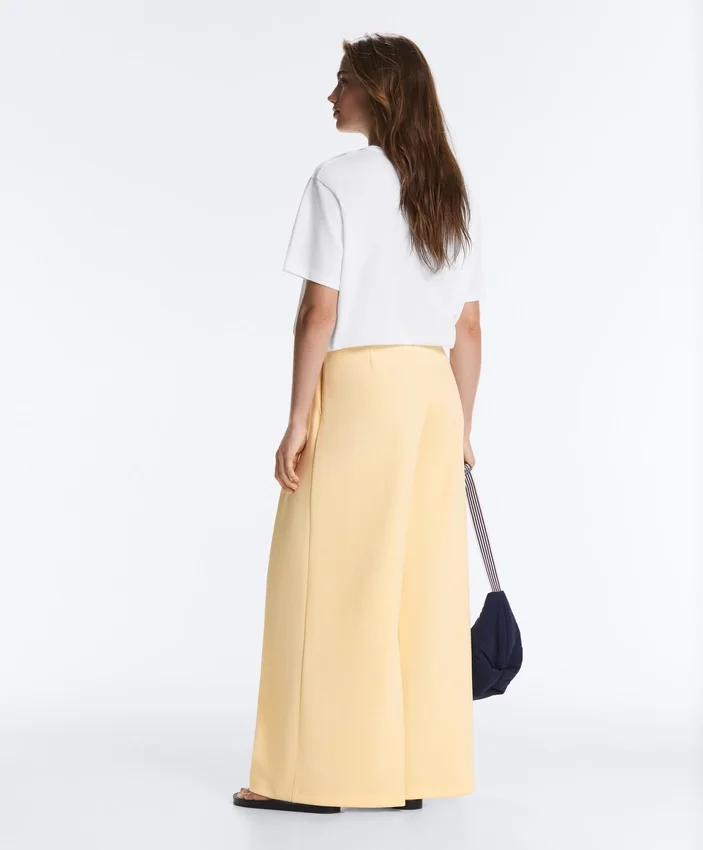 Wide-Leg Pique Trousers with Cotton Wide-Leg Pique Trousers with Cotton
