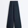 Wide-Leg Pique Trousers with Cotton Wide-Leg Pique Trousers with Cotton