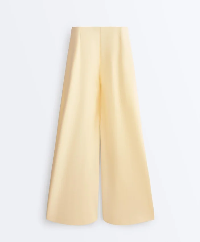 Wide-Leg Pique Trousers with Cotton Wide-Leg Pique Trousers with Cotton