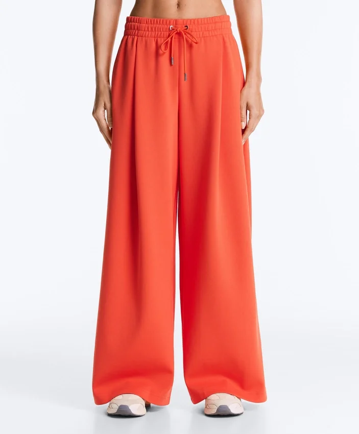 Wide-Leg Pleated Piqué Cotton Trousers Wide-Leg Pleated Piqué Cotton Trousers