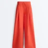 Wide-Leg Pleated Piqué Cotton Trousers Wide-Leg Pleated Piqué Cotton Trousers