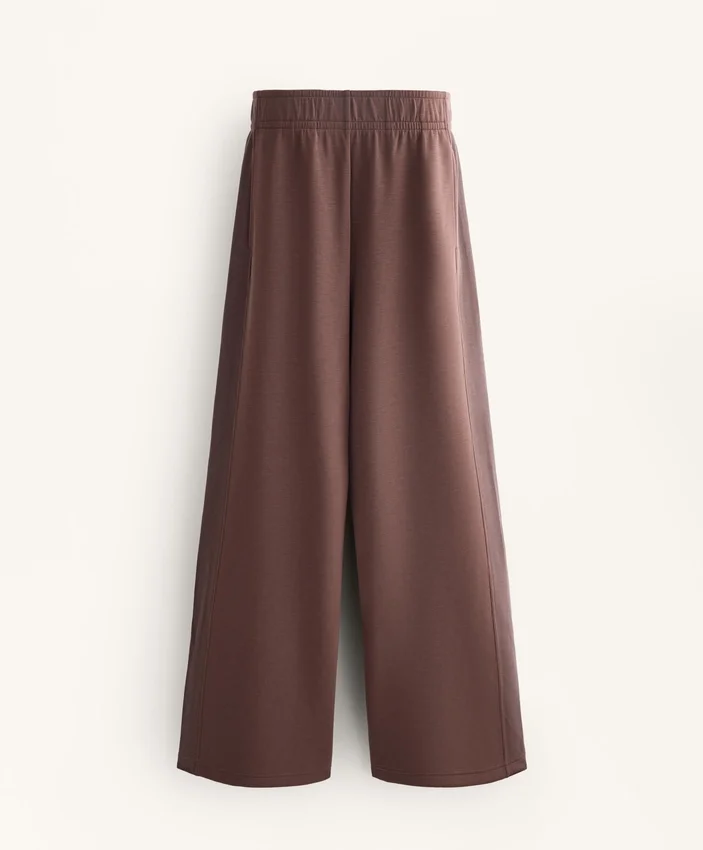 Wide-Leg Rib Straight Trousers with Brushed Modal Wide-Leg Rib Straight Trousers with Brushed Modal