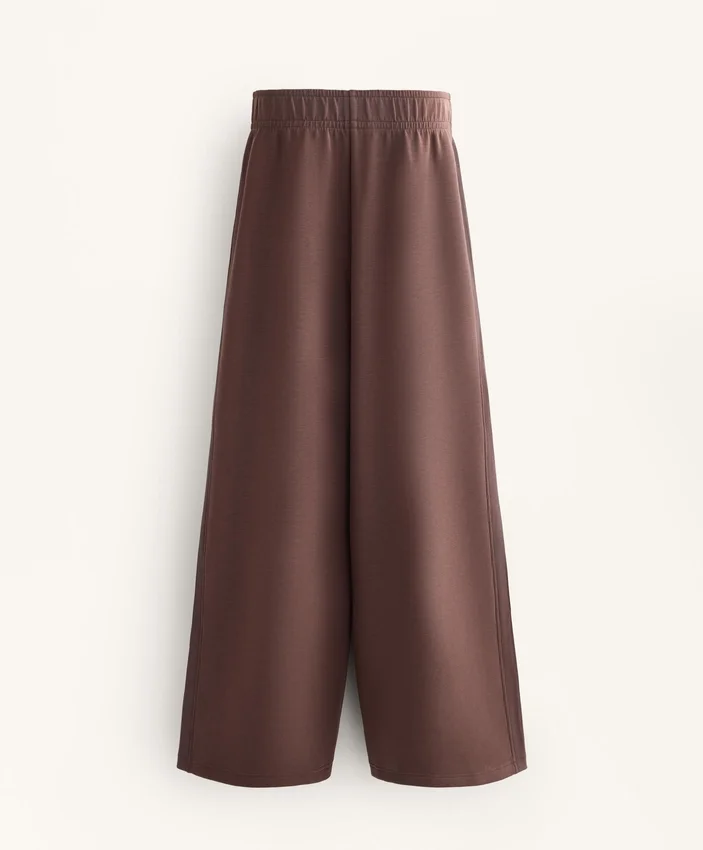 Wide-Leg Rib Straight Trousers with Brushed Modal Wide-Leg Rib Straight Trousers with Brushed Modal