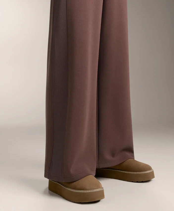 Wide-Leg Rib Straight Trousers with Brushed Modal Wide-Leg Rib Straight Trousers with Brushed Modal