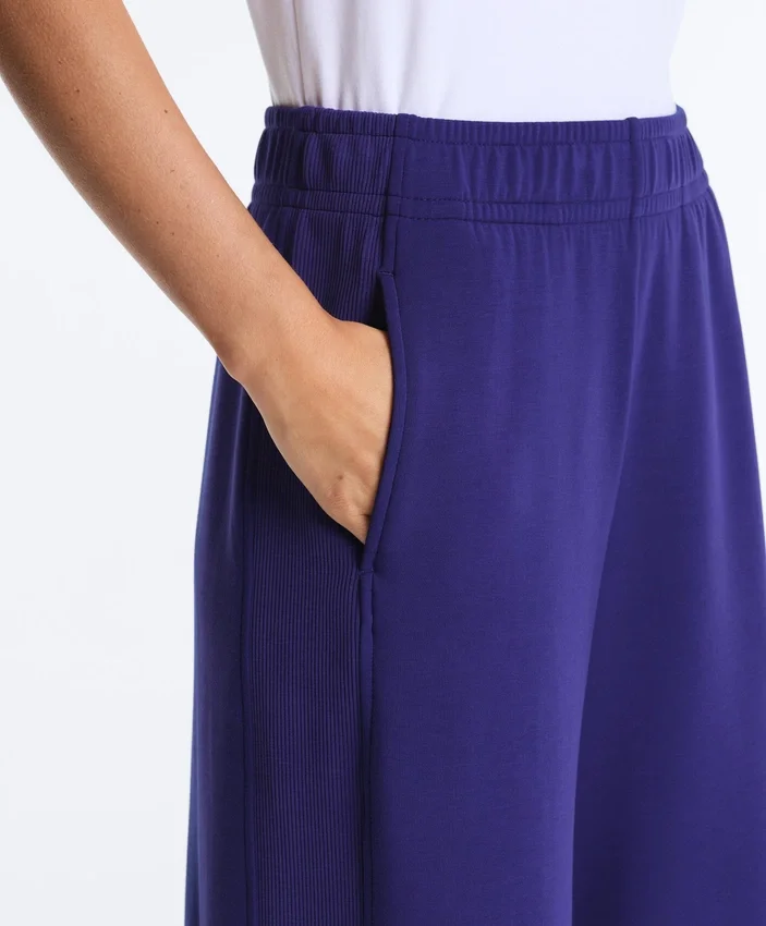 Wide-Leg Rib Straight Trousers with Brushed Modal Wide-Leg Rib Straight Trousers with Brushed Modal