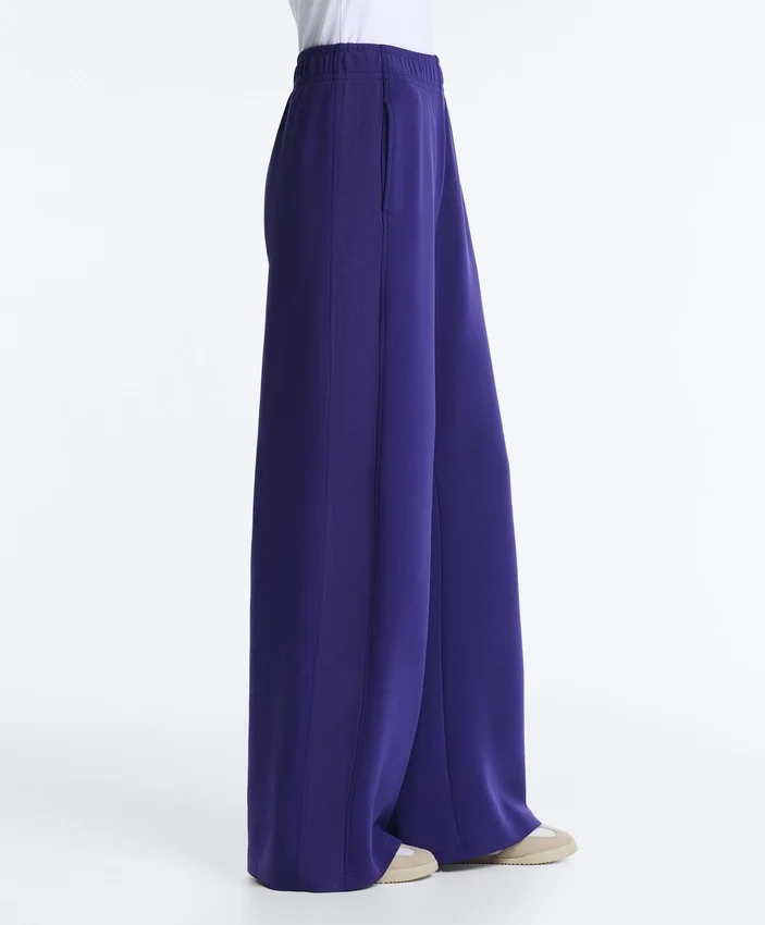 Wide-Leg Rib Straight Trousers with Brushed Modal Wide-Leg Rib Straight Trousers with Brushed Modal