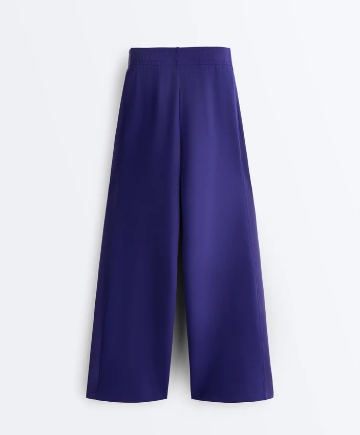 Wide-Leg Rib Straight Trousers with Brushed Modal Wide-Leg Rib Straight Trousers with Brushed Modal