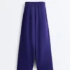 Wide-Leg Rib Straight Trousers with Brushed Modal Wide-Leg Rib Straight Trousers with Brushed Modal