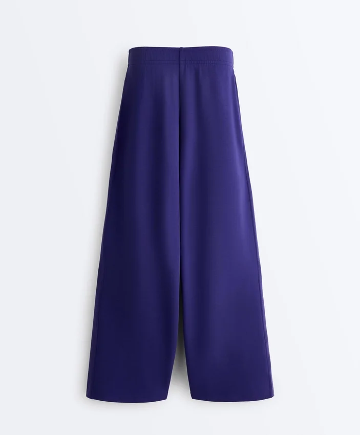 Wide-Leg Rib Straight Trousers with Brushed Modal Wide-Leg Rib Straight Trousers with Brushed Modal