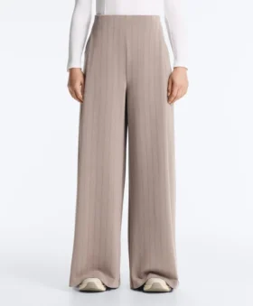 Wide-Leg Striped Trousers with Soft-Touch Modal