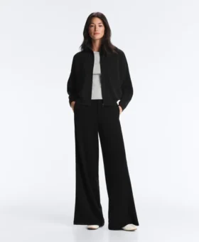 Wide-Leg Trousers with Soft-Touch Modal and Hemstitch