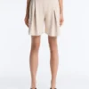 Wide Striped Pleated Bermuda Shorts Wide Striped Pleated Bermuda Shorts