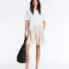 Wide Striped Pleated Bermuda Shorts Wide Striped Pleated Bermuda Shorts