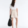 Wide Striped Pleated Bermuda Shorts Wide Striped Pleated Bermuda Shorts